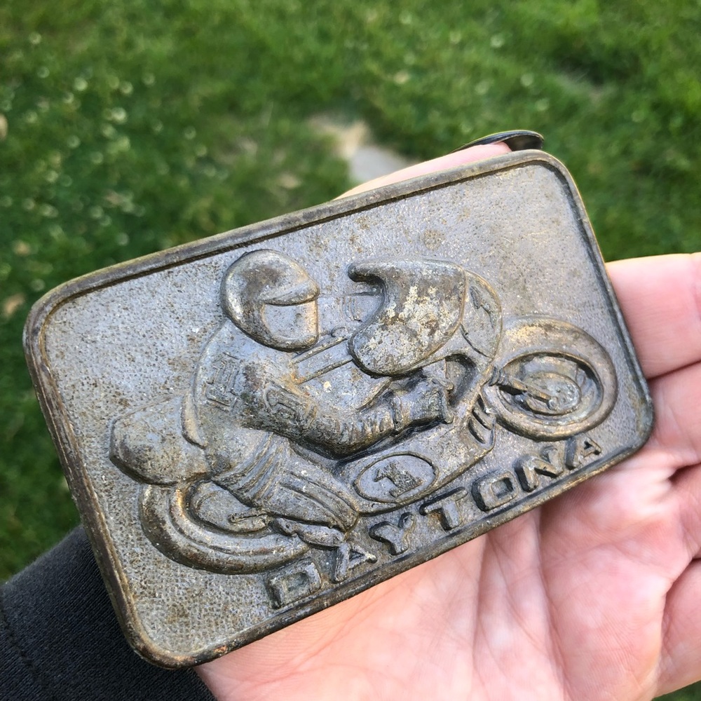 Vintage Daytona Motorcycle Embossed belt buckle
